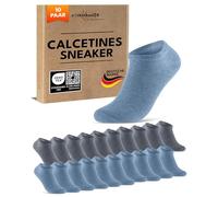 sockenkauf24 Calcetines Tobilleros Hombre Mujer 10 Pares Calcetines Cortos Algodón Transpirables (Azul 35-38)