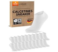 sockenkauf24 Calcetines Tobilleros Hombre Mujer 10 Pares Calcetines Cortos Algodón Transpirables (Blanco 39-42)