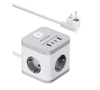 Socket Cube Power Strip- AICODE Steckdosenleiste mit 4 USB (2 Typ C) Steckdosen mit Schalter,3-fach mehrsteckdose Weiß mit 2 Meter Kabel tragbar für Zuhause Büro Reisen
