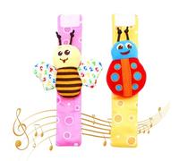 Socks Rattles - Cotton And Plush Stuffed Wrist, Pals Toy Set, Lovely Feet Leg Ankle Wear, Soft Sensory Foot Finders | Developmentally Stimulating Birthday Holiday For Boys Girls Shapes