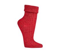 Socks4Fun 2 pares de calcetines de lana suave para mujeres y niñas, hechos de lana y lana de alpaca, agradables al tacto, cálidos y cómodos, con doble sobre, rojo, 35-38