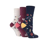 SockShop Gentle Grip Calcetines divertidos en forma de panal para mujer, sin atar, con parte superior suave, en un paquete múltiple de 3 colores surtidos, talla 4-8, 4-8
