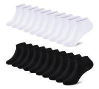 SockWaddles 10 Pares Calcetines Tobilleros Hombre Mujer, Calcetines Cortos Hombre Mujer Transpirables de Algodón sin Costura con Cuerpo de Calcetín Reforzado, Blanco y Negro, 47-50