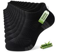 SockWaddles Calcetines deportivos cortos de bambú y algodón para hombre y mujer, 6 pares, transpirables, acolchados, antideslizantes, para running, deporte y zapatillas deportivas Rayas negras