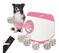 SOCO Lanzador automático de pelotas para perros con 6 pelotas de tenis, lanzador de bolas recargable tipo C, distancia de disparo de 40 a 80 pies, juguetes para perros para exteriores e interiores