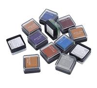 Socobeta 12 Almohadillas de Sello de Tinta Metálica para Manualidades, Tinta de Impresión Lavable para Papel, Tela, Madera y Película Retráctil