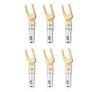 Socobeta 6 Unids Enchufe de altavoz Banana U Tenedor Y Enchufe Altavoz Chapado en oro Conector de cable de 4 mm Tipo de tornillo Sin soldadura