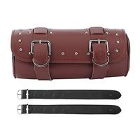 Socobeta Bolsa Universal para Motocicleta, Alforja de Cuero PU, Equipaje Enrollable para Motocicleta con Correa de Hebilla para Motocicletas de 13x31cm (Marrón)