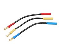 Socobeta Cable de Extensión de Conector Banana de 4 Mm, Conectores Macho Hembra de 4,0 Mm Resistentes Al Calor para Barcos, 3 Piezas de Cable de Extensión de Conector Banana Negro para Automóviles