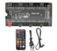 Socobeta Caso del Ventilador del Controlador del Ventilador PC Hub ARGB PWM Hub de 8 Puertos 5V con Control Remoto de 21 Teclas para Fuente de Alimentación de la Placa Base de