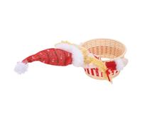 Socobeta Cesta de Dulces de Navidad, Adorable Soporte Festivo para Aperitivos, Decoración para Fiesta de Navidad, Hogar, Oficina, Tela de PVC (Roja)