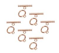 Socobeta Cierres de Palanca de Barra en T de Acero Inoxidable para Fabricación de Joyas, 12 Cierres Redondos de Oro Rosa para Collar, Pulsera, Bricolaje