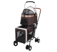 Socobeta Cochecito Doble para Mascotas, Carrito para Mascotas Ligero y Desmontable para Gatos y Perros, Transportador de Viaje con 4 Ruedas que Ahorra Espacio