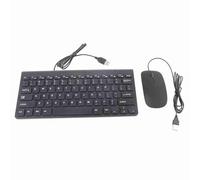 Socobeta Combinación de Teclado y Ratón con Cable USB, Teclado Ergonómico Compacto con Cable de 130 Cm para PC, Portátil, Oficina, Trabajo, Entretenimiento (Negra)
