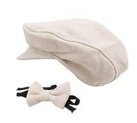 Socobeta Conjunto de Accesorios para Fotografía de Bebés Recién Nacidos, Gorro Plano de Moda, Sombrero de Caballero, Pajarita para Niños Pequeños, Tela Suave y Transpirable para Fotografía de Bebés,