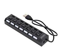 Socobeta Estación de Acoplamiento Duradera Multifuncional de 7 Puertos con concentrador USB con Interruptor(7 Black)