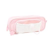 Socobeta Estuche para Bolígrafo con Cordón Elegante Organizador de Doble Capa para Suministros Escolares de Oficina Rosado