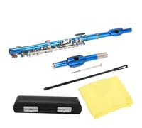 Socobeta Flauta Piccolo Azul con Llave E Dividida, Llave C de Cuproníquel, Instrumento de Banda de 16 Agujeros para Principiantes
