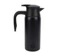 Socobeta Hervidor Eléctrico de Coche, Caldera de Agua Caliente Portátil de Doble Capa de Acero Inoxidable de 800ml para Viajes, Color Negro