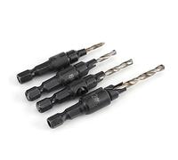 Socobeta Juego de Brocas de Vástago Hexagonal HSS de Profundidad Ajustable para Tornillos para Madera #6#8#10#12 Herramienta de Avellanado, Adecuado para Placa de Acero Al Carbono, 4 Piezas