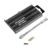 Socobeta Juego de Herramientas de Precisión de Mini Taladro Manual Portátil para Madera, Plástico, Metal, Hueso, 20 Piezas de Brocas Helicoidales, Latón, Plata, 12,1 Cm
