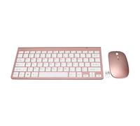 Socobeta Juego de Ratón y Teclado, USB Inalámbrico de 2,4G con Diseño Silencioso para Computadoras de Escritorio, Dispositivos Móviles, Tabletas (Oro Rosa)