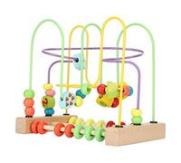 Socobeta Laberinto de Cuentas de Madera, Cubo de Actividades Interactivo con Patrón Colorido para Niños Pequeños, Juego de Coordinación, Herramienta de Aprendizaje de Matemáticas