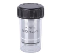 Socobeta Lente Objetivo de Plan Infinito 100X para Microscopio Biológico Observación de Alta Resolución para Citología, Microbiología, Observación Ambiental Aleación de Aluminio