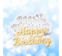 Socobeta Molde para Pastel de Fondant con Letras de Feliz Cumpleaños, Herramienta de Decoración de Pasteles de Silicona DIY, No Tóxico y a Prueba de Polvo para Baby Shower (50-749)