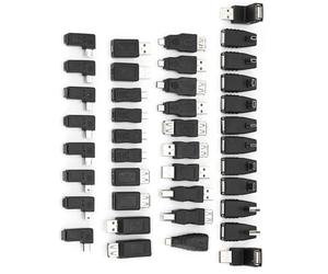 Socobeta Múltiples Adaptadores USB 2.0 Práctico Paquete de 40 de Alta Velocidad para un Fácil Uso y Solución de Problemas de Conexión, Negro