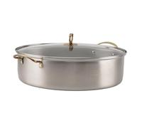 Socobeta Olla para Cocinar Pescado Al de Acero Inoxidable 304, Utensilios de Cocina Ovalados de Gran Capacidad con Rejilla para Cocinar Mariscos y Verduras, 15,2x4,3x6,7 Pulgadas