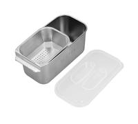 Socobeta Pequeña de Acero Inoxidable con Tapa, Divisor Extraíble y Diseño de Gran Capacidad para Refrigerios Mientras Viaja, Paquete de 2