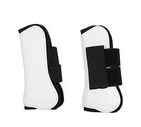 Socobeta Protector de Bota de Pata de Caballo Blanco, Carcasa de PU con Cojín de Neopreno para Patas Delanteras y Traseras Durante Actividades de Salto, 4 Uds.