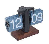 Socobeta Reloj Digital con Tapa, Diseño Mecánico Retro, Funciona con Pilas para Sala de Estar, Oficina, Estudio, 12 Horas, Acero Inoxidable, PVC, Madera de Nogal (Marco Negro páginas Azules)