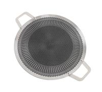 Socobeta Sartén para Parrilla Coreana Redonda de Acero Inoxidable con Doble, Plancha Antiadherente para Barbacoa para una Distribución Rápida del Calor, Sartén Redonda para Barbacoa para Acampar