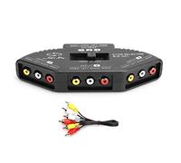 Socobeta Splitter 3 en 1 Salida Audio Video Converter Selector de Interruptor con Cable AV para DVD VCD VCR(Negro)