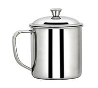 Socobeta Taza Extra Gruesa de Acero Inoxidable con Tapa para Uso Diario, Taza de Bebida Bien Hecha para el Hogar Comercial, Ligera y Portátil, Plata 1 Pieza (M)