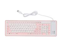 Socobeta Teclado Plegable de Silicona con Cable USB, 103 Teclas, Silencioso, Resistente Al Agua, para PC, Portátil y Escritorio (Rosado)