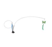 Socobeta Varita de Plumas para Gatos con Succión, Juguete Interactivo con Base Fuerte, Palo para Gatos Enérgicos de Todas Las Edades, Alambre de Acero, Ratón Gris, Escala Azul para Pisos de Madera