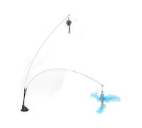 Socobeta Varita de Plumas para Gatos con Succión, Juguete Interactivo con Base Fuerte, Palo para Gatos Enérgicos de Todas Las Edades, Alambre de Acero, Ratón Gris, Escala Azul para Pisos de Madera