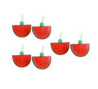 Socobeta Vaso Reutilizable de Bebida de Sandía con Pajita 6 Piezas Vasos de Frutas Juguetones para Reuniones de Fiestas en la Piscina Plástico PP Ligero 5.5x3.1x4.1in