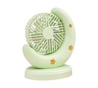 Socobeta Ventilador de Escritorio Portátil, Ventilador Recargable por USB, 2 Velocidades, Forma de Luna, Bonito Diseño de Dibujos Animados para el Hogar, Oficina, Dormitorio, Viaj (Verde)