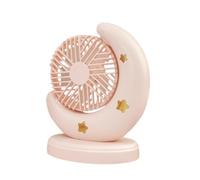 Socobeta Ventilador de Escritorio Portátil, Ventilador Recargable por USB, 2 Velocidades, Forma de Luna, Bonito Diseño de Dibujos Animados para el Hogar, Oficina, Dormitorio, Viaj (Rosa)