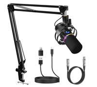 socodox Kit de Micrófono Dinámico XLR/USB, Micrófono para PC para Streaming, Podcasting, Juegos, RGB, Función de Silencio y Cancelación de Ruido, Control de Volumen, Jack para Auriculares