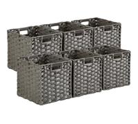 Socohome - Caja de almacenamiento de cubo, cajas de enredo, de ratán, 28 x 28 x 28 x 28 cm, para juguetes, armario de guardería impermeable, no Moisi (gris, 6 piezas)