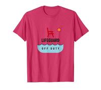 Socorrista Fuera de Servicio Vacaciones Playa Diversión Verano Camiseta, Hombre, Rojo Jaspeado, XL