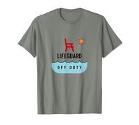 Socorrista Fuera de Servicio Vacaciones Playa Diversión Verano Camiseta, Hombre, Verde Militar Jaspeado, M