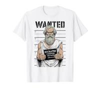 Sócrates Corrupción Juventud Divertida Filosofía Policía Mugshot Camiseta gráfica económica, Hombre, Blanco, L