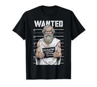 Sócrates Corrupción Juventud Divertida Filosofía Policía Mugshot Camiseta gráfica económica, Hombre, Negro, XL