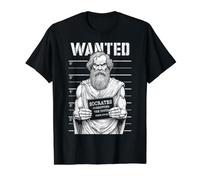 Sócrates Corrupción Juventud Divertida Filosofía Policía Mugshot Camiseta gráfica económica, Hombre, Negro, S